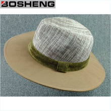 Warm Brown Wool Lattice Dome Wide Brim Hat